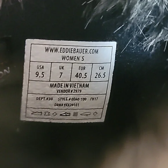Eddie Bauer, Women's, Faux Fur, Leather, Squatch Boot Black Sz 9.5 Snow Winter - Picture 5 of 11